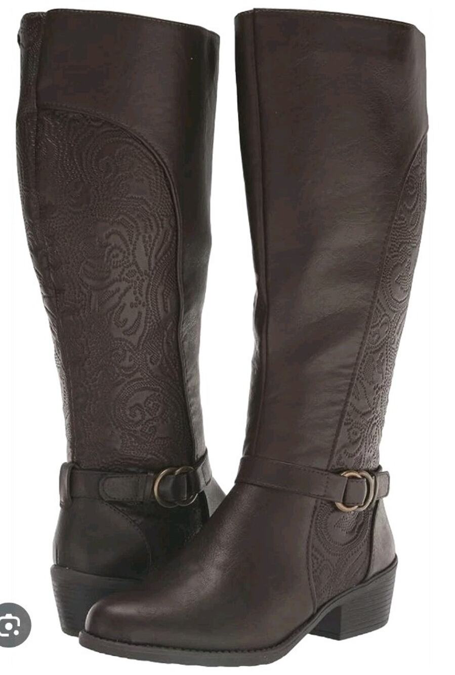 Easy Street ~Woman Sz 8.5W~Luella Plus Brown Knee High Plus Wide Calf Boots NWOB